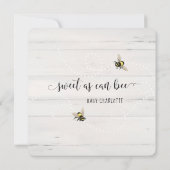 Invitation Baby Girl to Bee tournesol rose Hydrangeas douche (Dos)