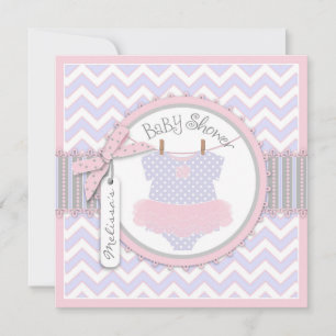 Invitation Baby Girl Tutu Chevron Baby shower d'impression