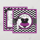 Invitation Baby Girl Tutu Chevron Baby shower d'impression (Devant / Derrière)