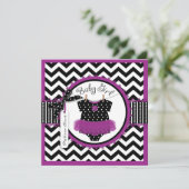 Invitation Baby Girl Tutu Chevron Baby shower d'impression (Debout devant)