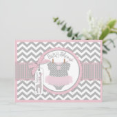 Invitation Baby Girl Tutu Chevron Giraffe Baby shower (Debout devant)