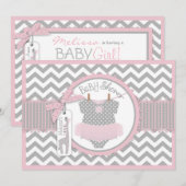 Invitation Baby Girl Tutu Chevron Giraffe Baby shower (Devant / Derrière)