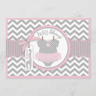 Invitation Baby Girl Tutu Chevron Giraffe Baby shower