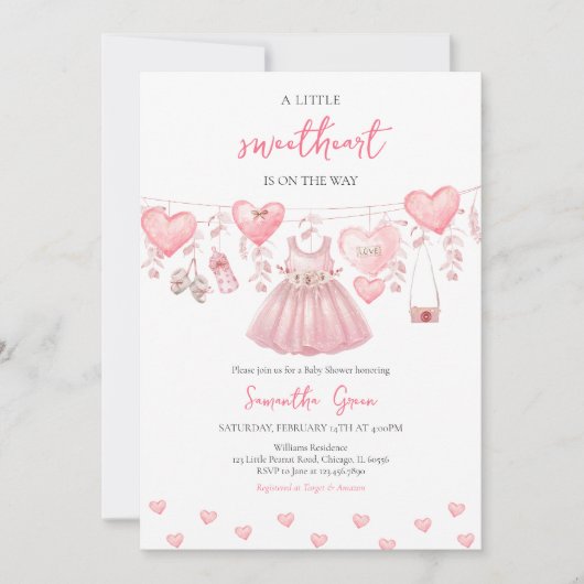 Invitation Baby Girl Valentine Baby shower (Devant)