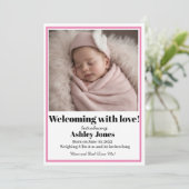Invitation Baby Girl Welcome with Love Card (Debout devant)