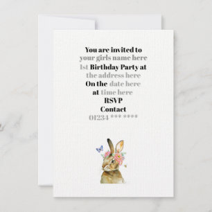 Invitation - Baby Girls 1er anniversaire fête