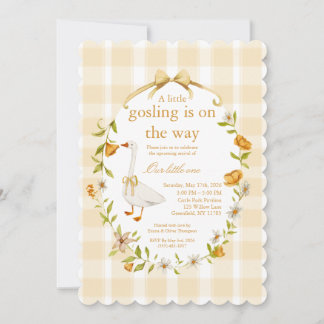 Invitation baby gosling yellow- neutral gender