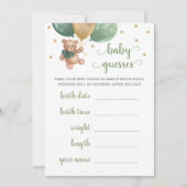 Invitation Baby Guesses Jeu Baby shower Teddy Bear Card (Devant)