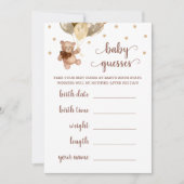 Invitation Baby Guesses Jeu Baby shower Teddy Bear Card (Devant)