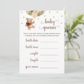 Invitation Baby Guesses Jeu Baby shower Teddy Bear Card (Debout devant)