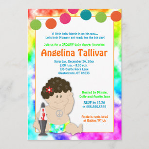 Invitation Baby Hippie 60s les années 70 Baby shower Super