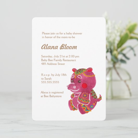 Invitation Baby Hippo (Debout devant)