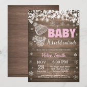 Invitation Baby, il fait froid dehors Fête de bébé Fille Hive (Devant / Derrière)