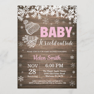 Invitation Baby, il fait froid dehors Fête de bébé Fille Hive