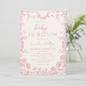 Invitation Baby In Bloom Baby shower Chinoiserie Rose (Debout devant)