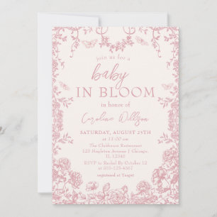 Invitation Baby In Bloom Baby shower Chinoiserie Rose