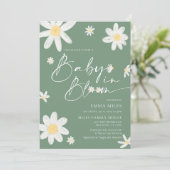 Invitation Baby in Bloom Baby shower Daisy Sage Green (Debout devant)
