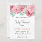 Invitation Baby in Bloom Baby Shower Fleur de Pivoine Rose (Devant)