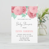 Invitation Baby in Bloom Baby Shower Fleur de Pivoine Rose (Debout devant)