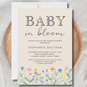 Invitation Baby in Bloom Baby shower Fleur sauvage