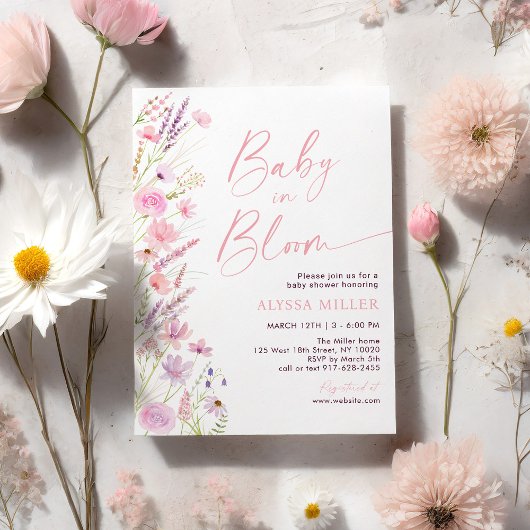 Invitation Baby in Bloom Baby shower Fleur sauvage