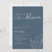 Invitation Baby in Bloom, Baby shower Fleur sauvage bleu Topa (Devant)