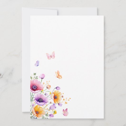 Invitation Baby in Bloom Baby shower papillon Fleur sauvage (Dos)