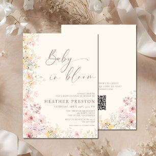 Invitation Baby In Bloom Baby Shower QR Fête Prénatale