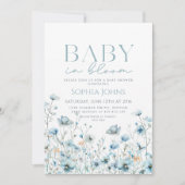 Invitation Baby In Bloom bleu fleur sauvage Baby shower garço (Devant)
