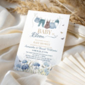 Invitation Baby in Bloom Blue Wildflower Clothesline