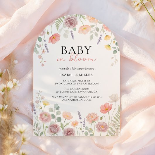 Invitation Baby In Bloom Blush Teal Spring Floral Shower Arch
