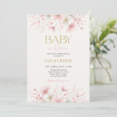 Invitation Baby in Bloom Blush Wildflower Baby Shower Girl (Debout devant)