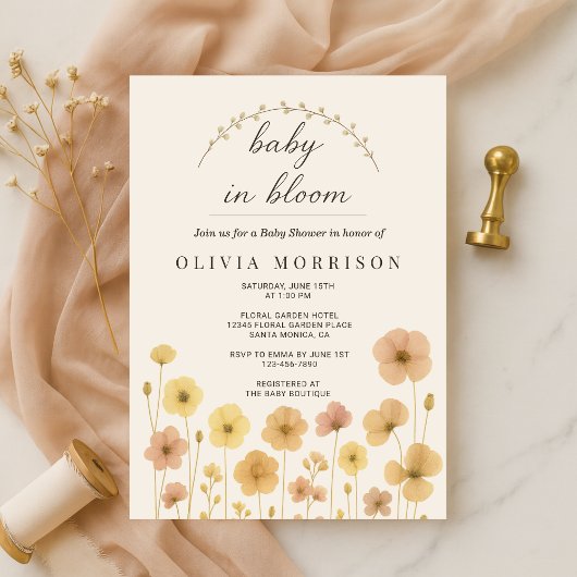 Invitation Baby In Bloom Boho Baby Shower 
