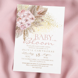Invitation Baby in Bloom Boho Baby shower de fleurs pampas