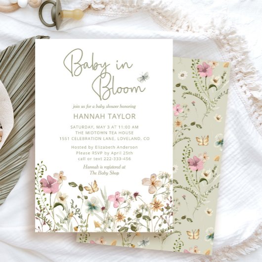 Invitation Baby in Bloom Boho Baby shower Fleur sauvage