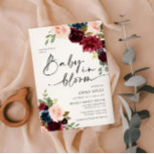 Invitation Baby in Bloom Boho Bourgogne Baby shower Blush