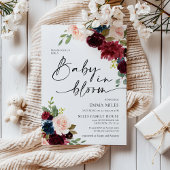 Invitation Baby in Bloom Boho Bourgogne Baby shower Blush