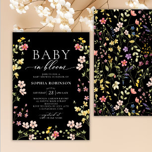 Invitation Baby in Bloom Boho Chic Fleur sauvage Baby shower