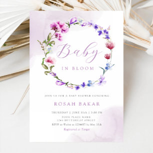 Invitation Baby in Bloom Boho Fleur sauvage Baby shower flora