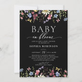 Invitation Baby in Bloom Boho Fleur sauvage Baby shower noir (Devant)