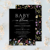 Invitation Baby in Bloom Boho Fleur sauvage Baby shower noir