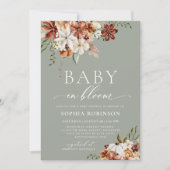 Invitation Baby in Bloom Boho Fleur sauvage Baby shower vert (Devant)