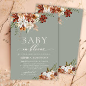 Invitation Baby in Bloom Boho Fleur sauvage Baby shower vert