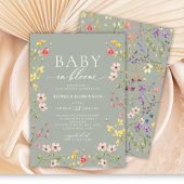Invitation Baby in Bloom Boho Fleur sauvage Baby shower vert