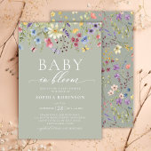 Invitation Baby in Bloom Boho Fleur sauvage Baby shower vert