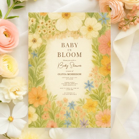 Invitation Baby in Bloom Botanical Garden Baby Shower