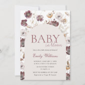 Invitation Baby in Bloom Bourgogne Baby shower Fleur sauvage (Devant)