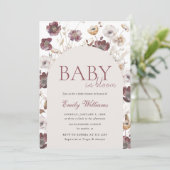 Invitation Baby in Bloom Bourgogne Baby shower Fleur sauvage (Debout devant)