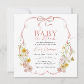 Invitation Baby in Bloom Bow Girl Fleur sauvage Butterfly Dou (Devant)