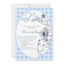 Baby In Bloom Boy En vichy Floral Baby shower Bleu
